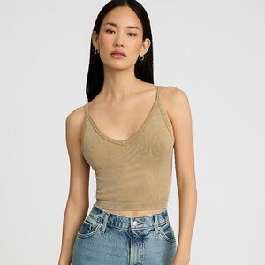 New Express Body Contour Seamless Ribbed V Neck Cropped Tank Top Cami Size L/XL